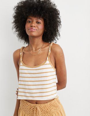 Aerie Cropped Twisted Tank Top | Aerie