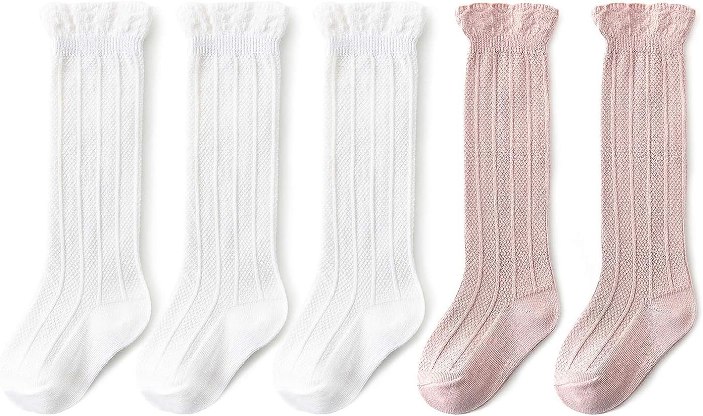 Baby Girls Knee High Socks Tube Cute Stockings Long Unisex Infants Toddler Sock Tights Baby | Amazon (US)