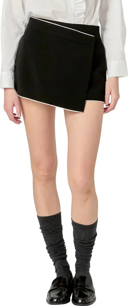 Contrast Faux Wrap Mini Skort | Nordstrom