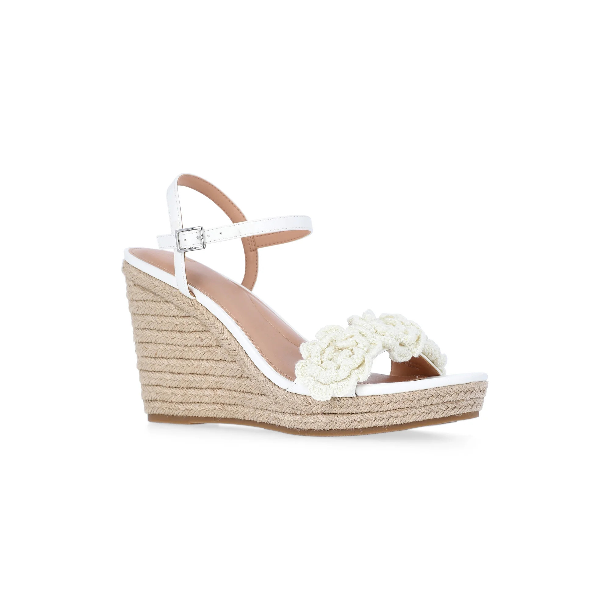 Time and Tru Women's Macrame Flower Espadrille Wedge Sandals | Walmart (US)