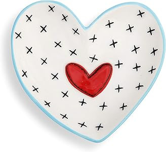 DEMDACO Heart Treasure Keeper Black and White 4 x 4 Stoneware Jewelry Trays Set of 4 | Amazon (US)