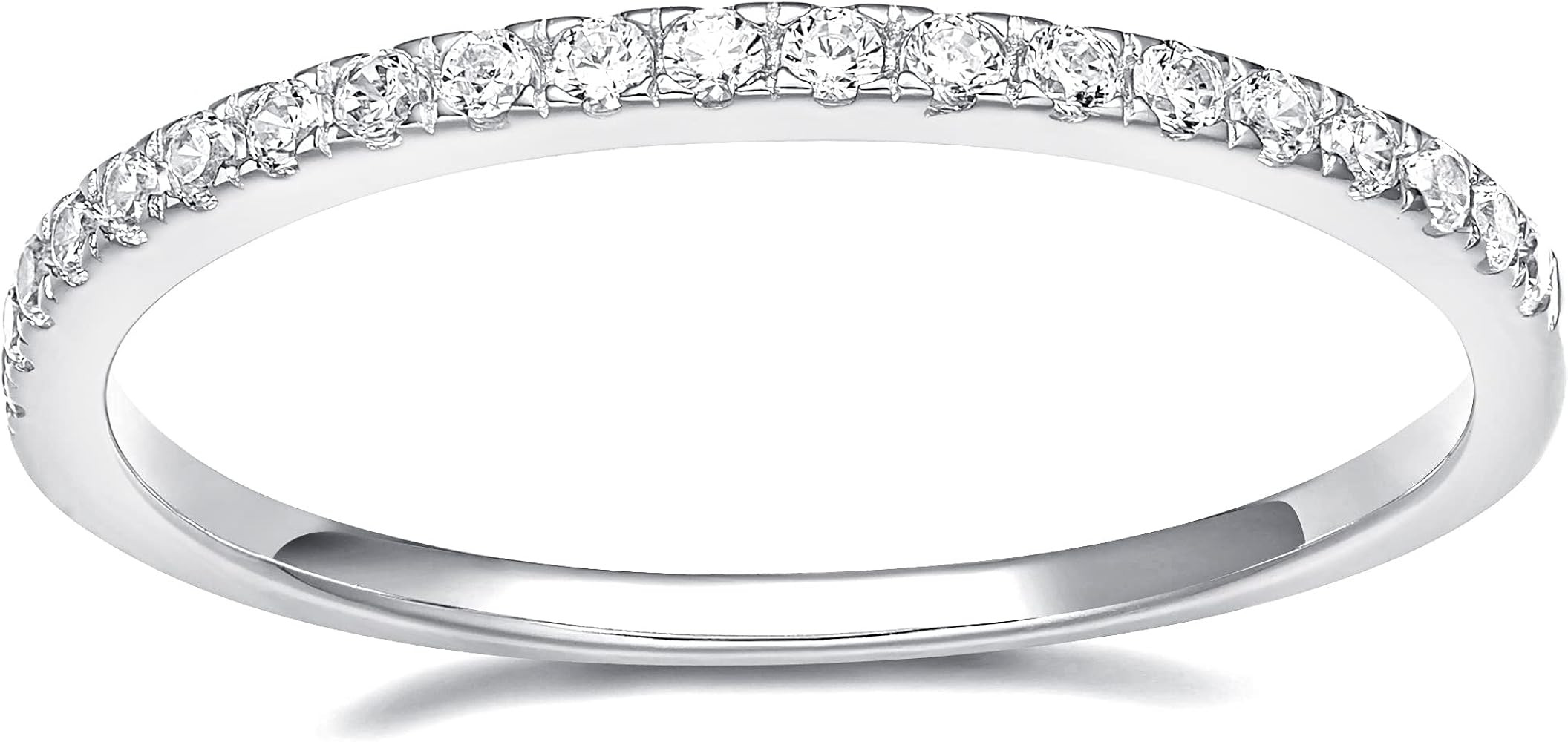 EAMTI 2mm Wedding Band Cubic Zirconia Half Eternity Stackable Engagement Ring Size 3-13 | Amazon (US)