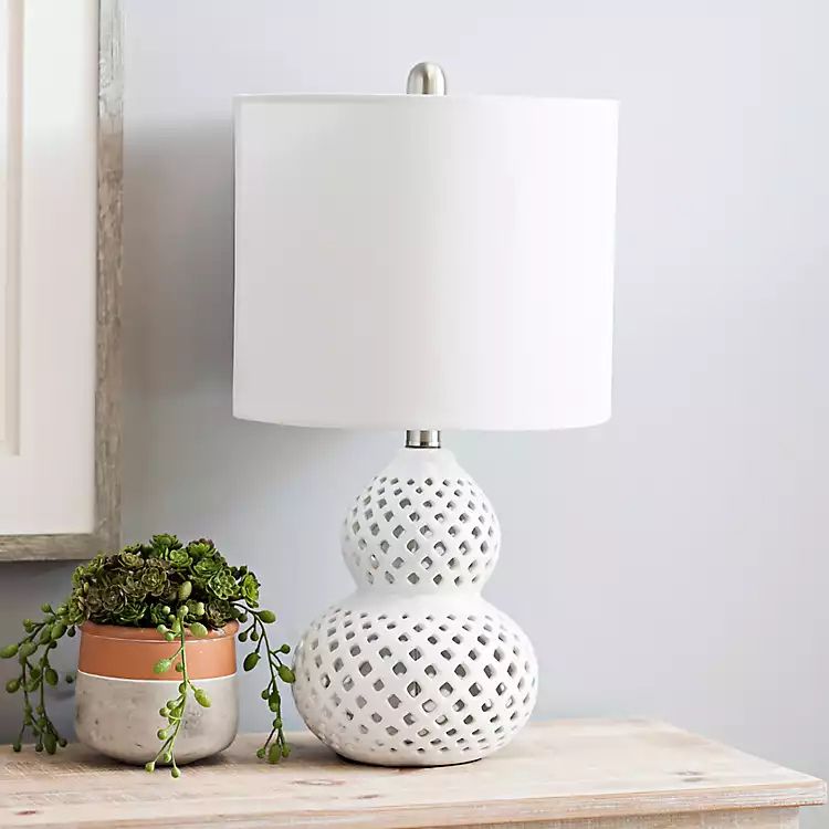 Ivory Lattice Table Lamp | Kirkland's Home