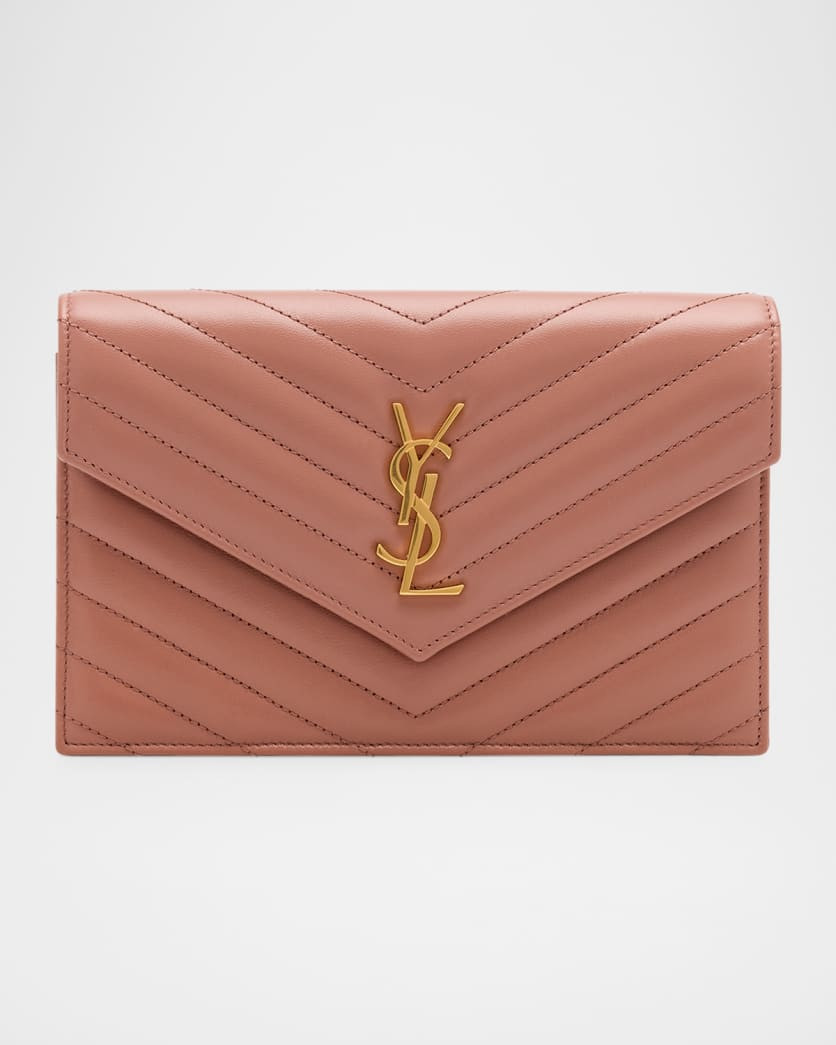 Small YSL Wallet on Chain in Quilted Leather | Neiman Marcus