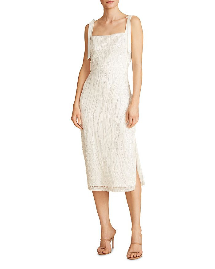 ML Monique Lhuillier Sequin Tie Shoulder Midi Dress Back to Results -  Women - Bloomingdale's | Bloomingdale's (US)
