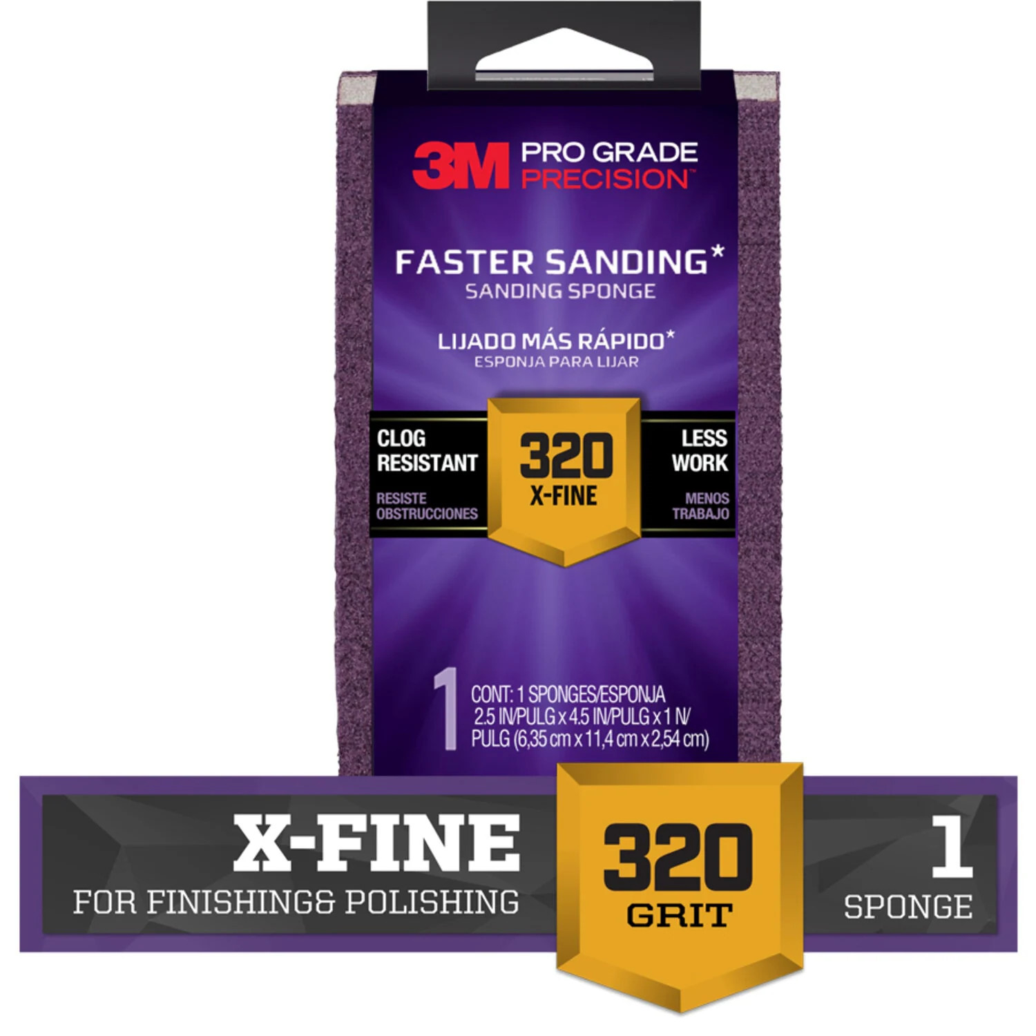 3M PRO Grade Precision Extra fine 320-Grit Sanding Sponge 1-in x 2.5-in one_size | FSB320-PGP-1T | Lowe's