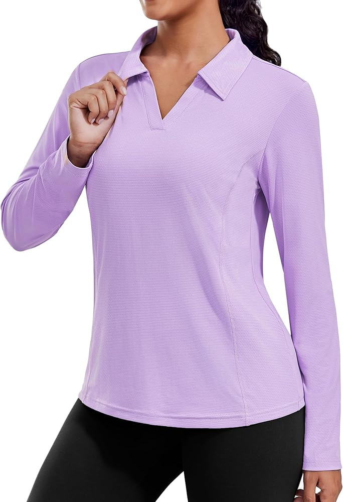 PINSPARK Long Sleeve Shirts for Women UPF 50+ Sun Shirt Workout Tops Quick Dry V Neck Athletic Ru... | Amazon (US)