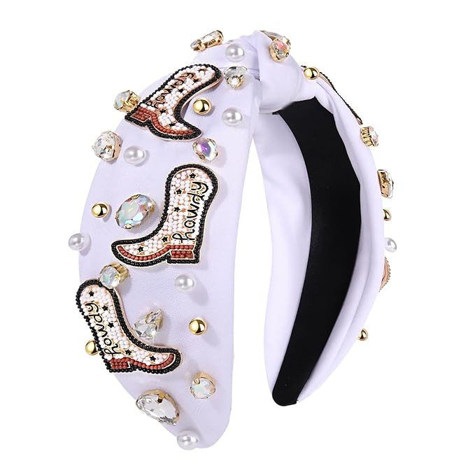 Western Cowgirl Headband Accessories for Women Beaded Cowboy Boot Embellished Headband Rhinestone... | Amazon (US)