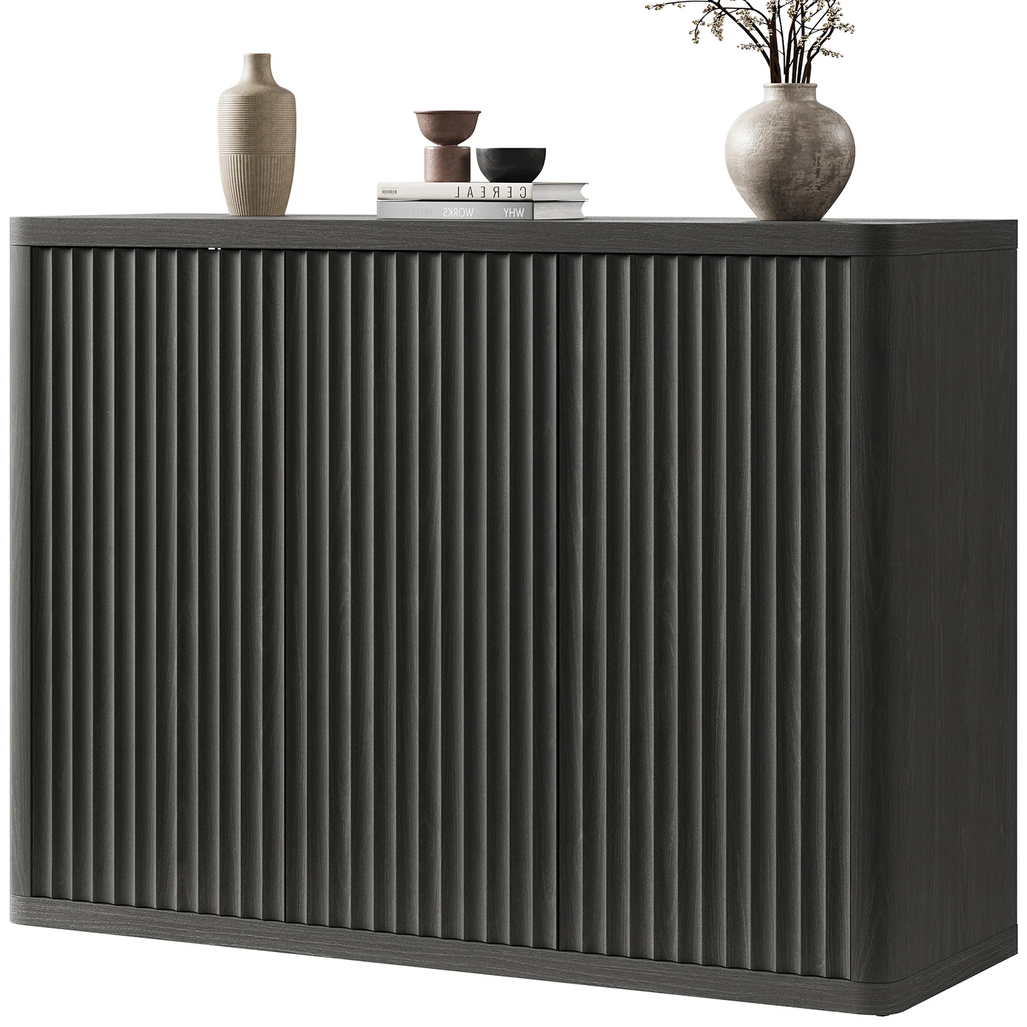 Cesiro 46.65'' W Sideboard With 3 Fluted Doors And Adjustable Shelves | Wayfair North America