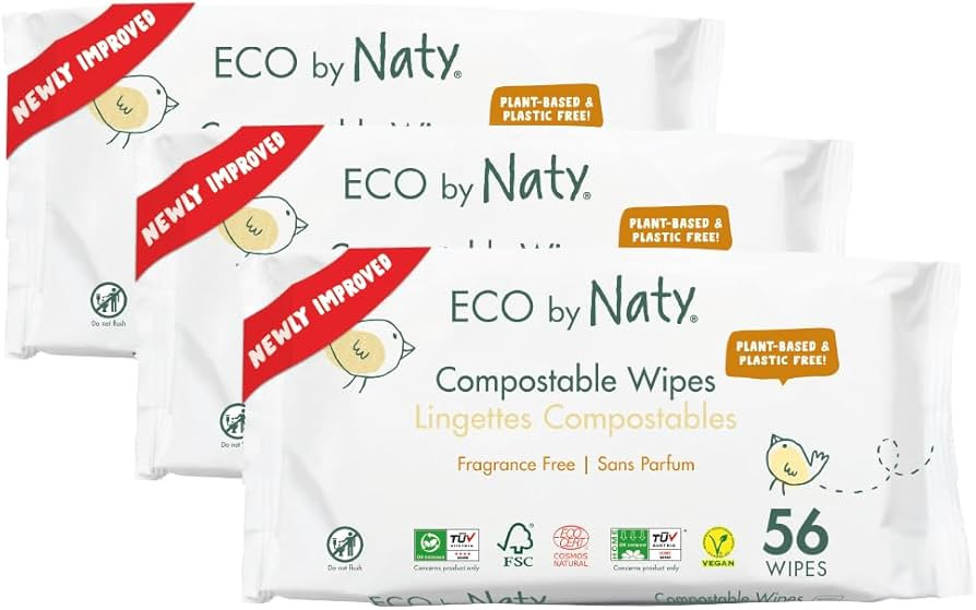 Eco by Naty Baby Wipes Unscented - 100% Compostable and Plant-Based Wipes, Good for Babies and Ne... | Amazon (US)