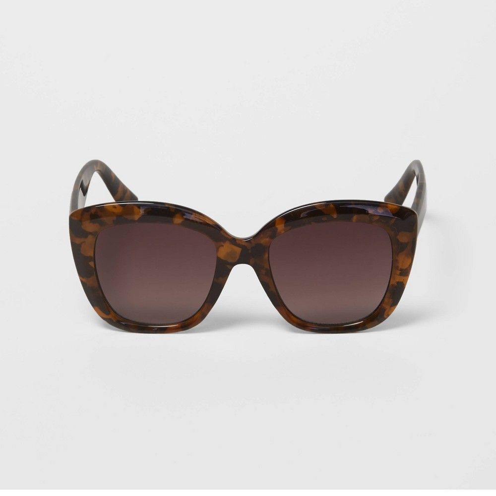 Women's Large Butterfly Cateye Plastic Sunglasses - A New Day Brown | Target