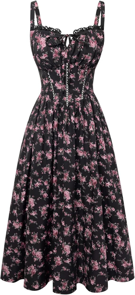 Scarlet Darkness Women 2026 Floral Corset Dress Summer Milkmaid Sundress Wedding Guest Dresses wi... | Amazon (US)