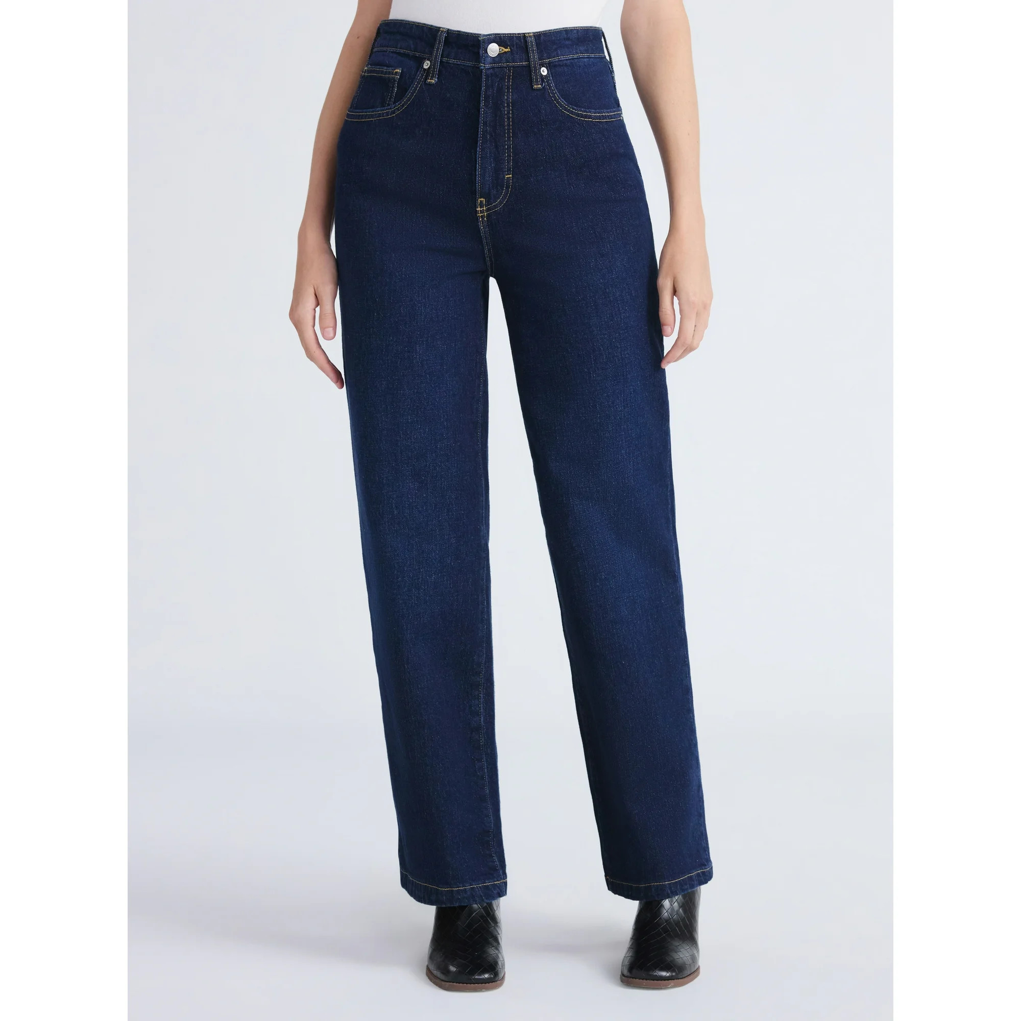 Free Assembly Women's and Women's Plus High Rise Straight Jeans, 30" Inseam, Sizes 0-26W | Walmart (US)
