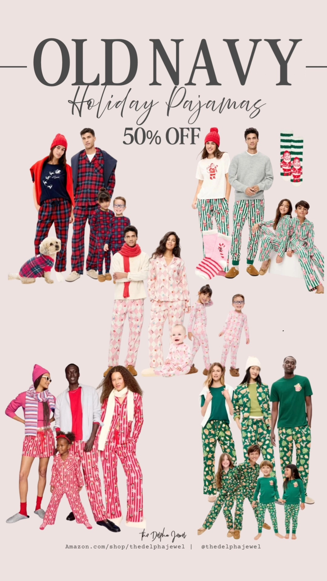 50% off all holiday family pj's at Old Navy 🎄❄️💕🎅🏼
The matching family pajamas that sell out every year are on sale! Matching for mom, dad, kids, and even the dog. We love these for Christmas morning pictures, holiday cards, and cozy movie nights.

#LTKSaleAlert #LTKSeasonal #LTKOver40