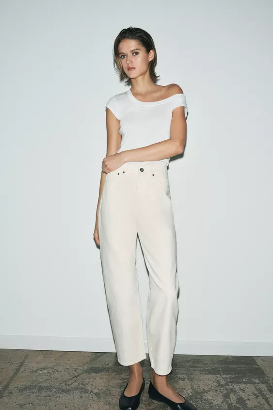 JEANS ZW COLLECTION TAPERED MID-WAIST | Zara UK