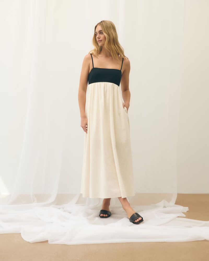 Tie-Back Babydoll Maxi Dress | Abercrombie & Fitch (US)