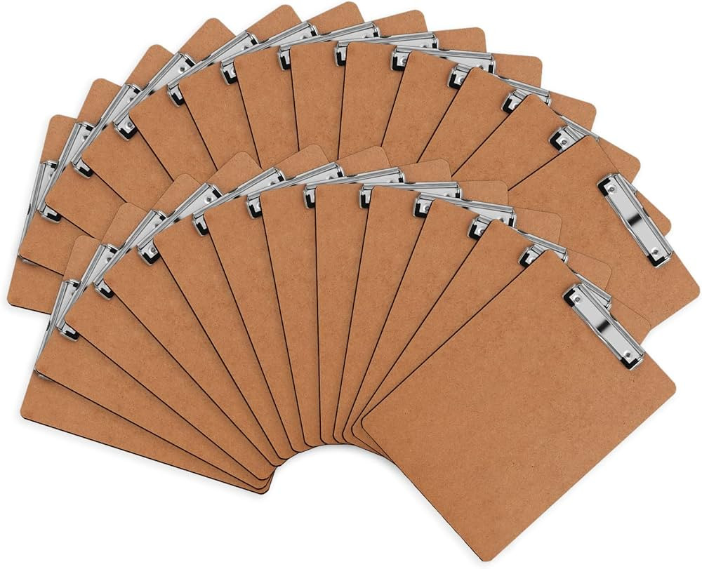 Clipboards, HERKKA 25 Pack Hardboard Office Clipboards Low Profile Clip Standard A4 Letter Size, ... | Amazon (US)