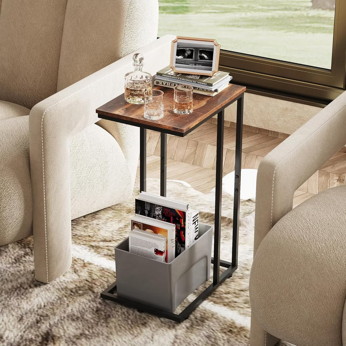 C Shaped End Table, Small Side Tables for Sofa and Bed, Couch Table That Slides Under for Living ... | Target