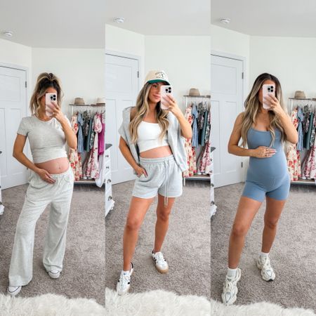 3 comfortable bump friendly outfits from Amazon 🫶🏼 wearing a size small in everything except the white sports bra - I have a medium in that! All non maternity but bump friendly 

#LTKbump #LTKSeasonal #LTKfindsunder50
