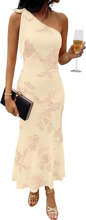 Caracilia Womens One Shoulder Wedding Guest Dress | Amazon (US)