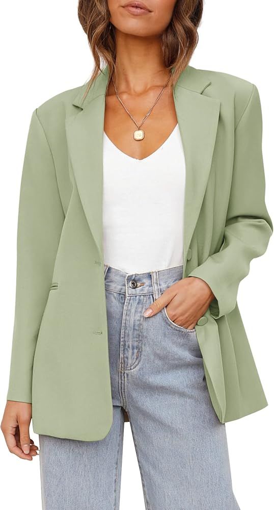 Women's Casual Blazers Long Sleeve Oversized Open Front Business Lapel Button Work Office Jackets | Amazon (US)
