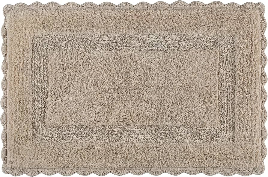 Cotton Crochet Bathmat with Antiskid 21x34 Linen, 100% Pure Cotton, Super Soft White, Plush & Abs... | Amazon (US)