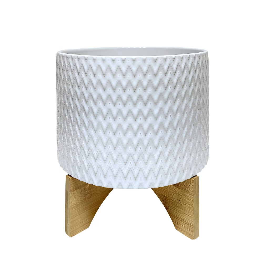 5"" Chevron Planter with Stand White - Sagebrook Home | Target