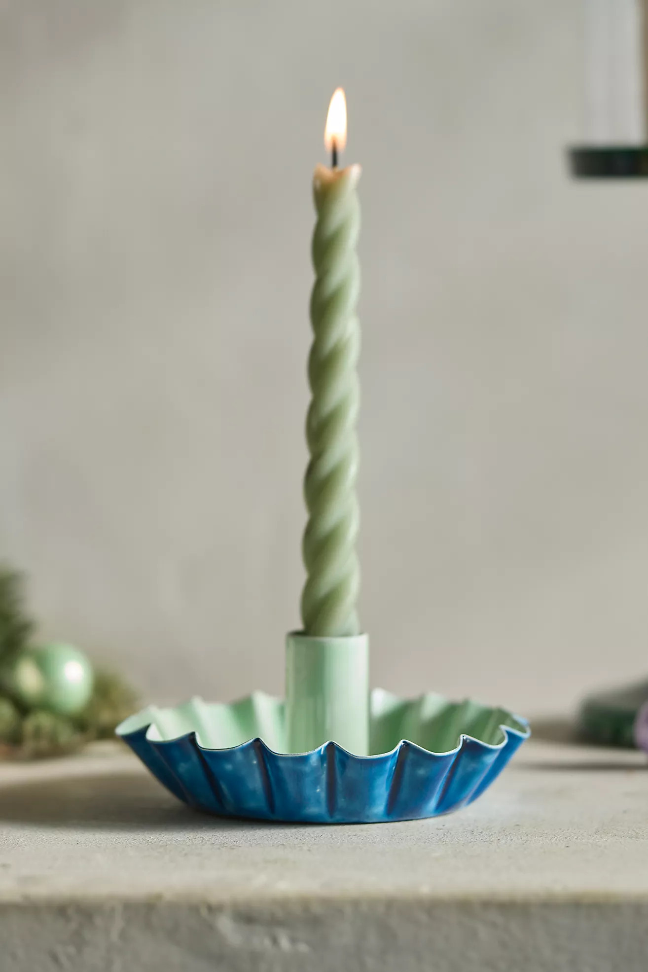 Ruffle Two-Tone Taper Candle Holder | Anthropologie (US)
