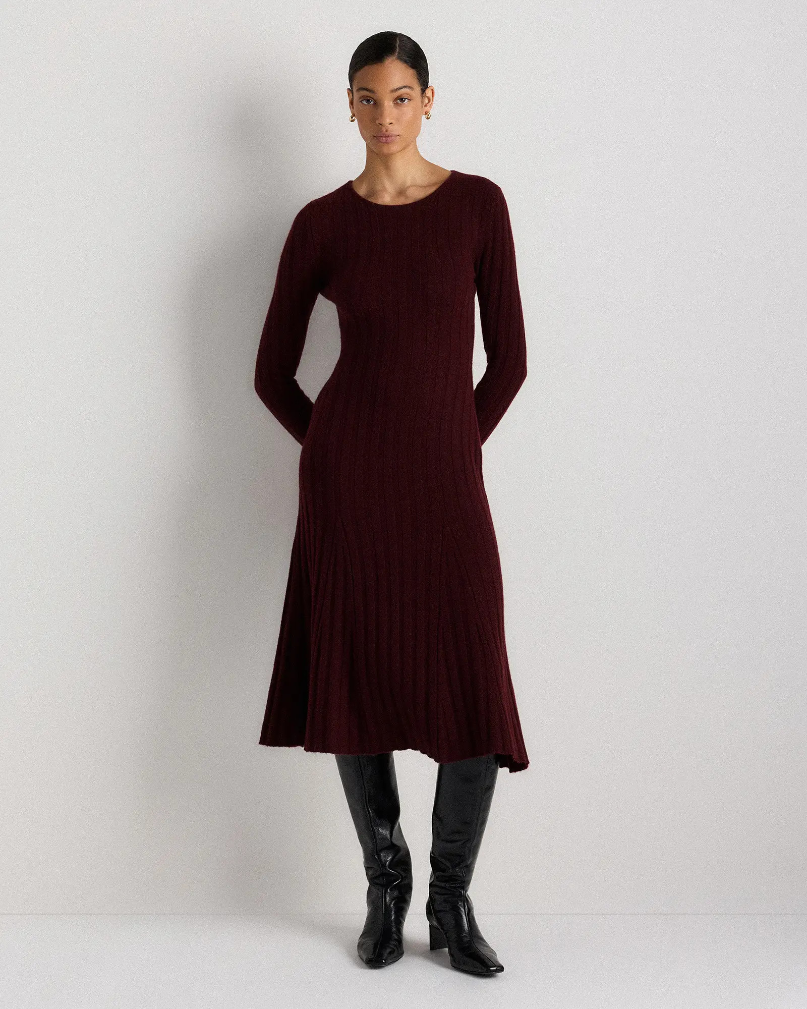 Mongolian Cashmere Wide-Rib Midi Dress | Quince