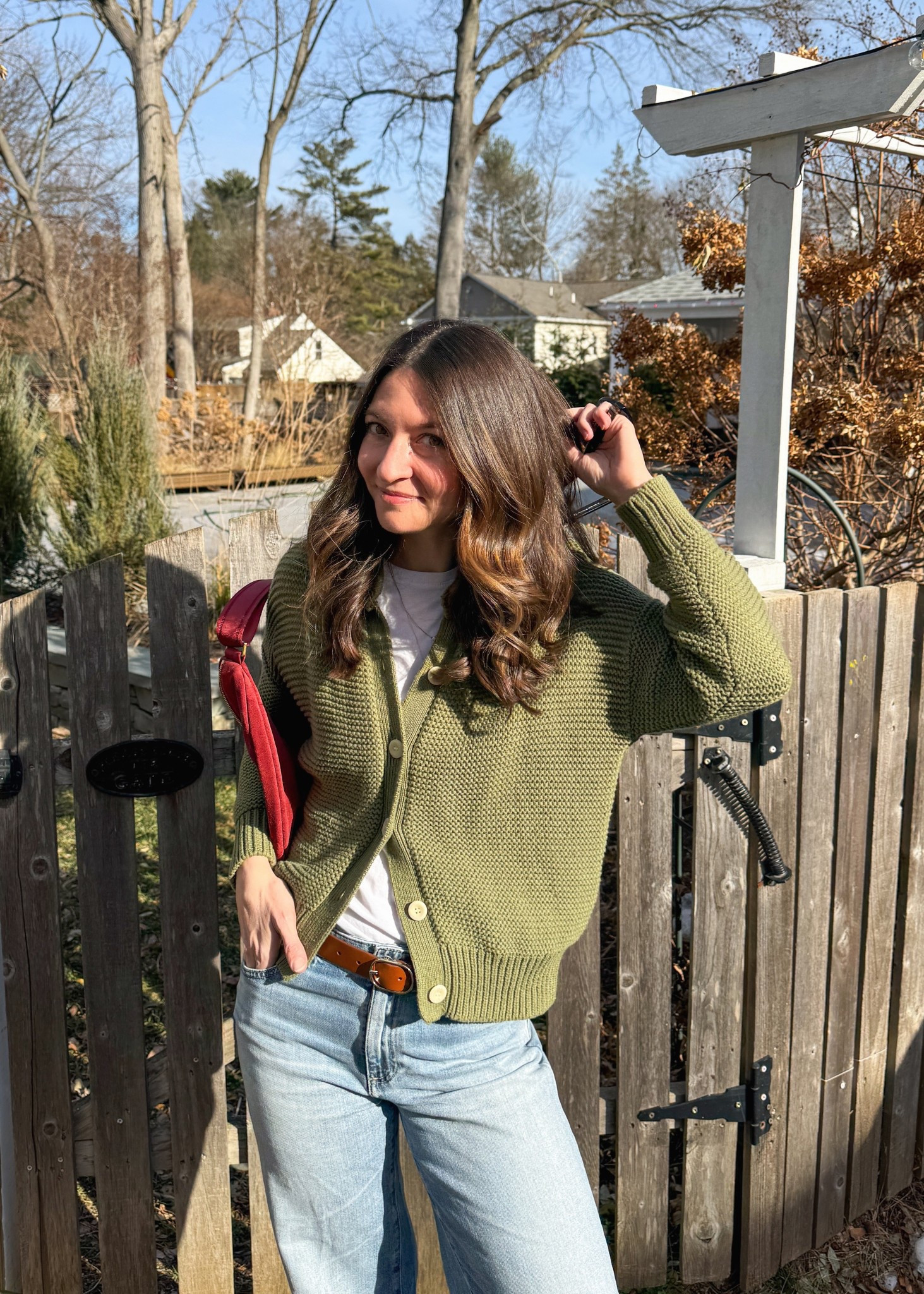 Sometimes when I’m not sure what to wear, I go back to the simplest items in my closet like these comfortable wide-leg jeans, this plan white tee under this thick olive green cotton sweater  

#LTKHoliday #LTKootd #LTKgrwm