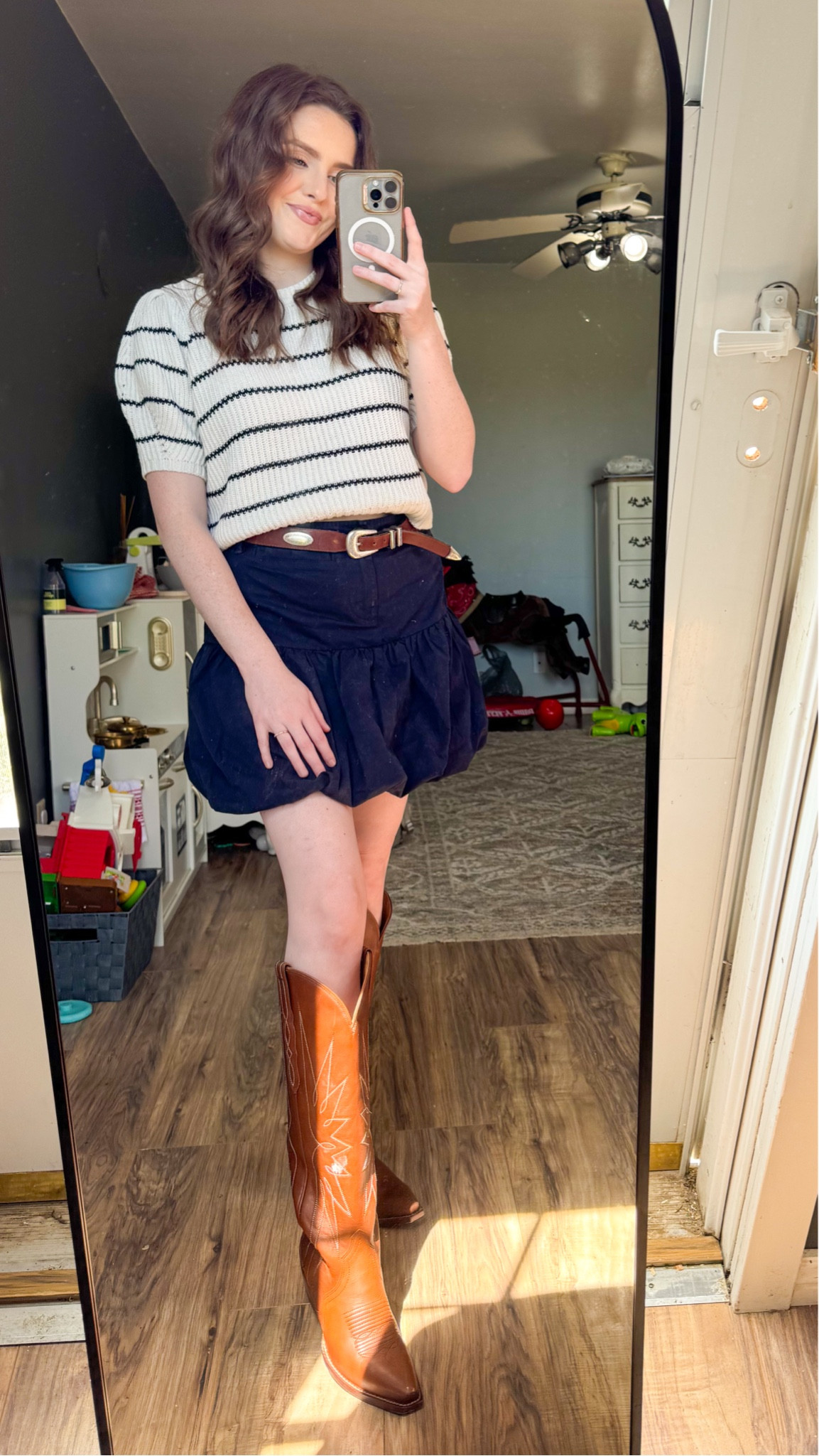 This is the perfect Country Concert Outfit! From the cowboy boots to the bubble skirt. This is on trend but still keeping things classy. This is the perfect Summer Date night outfit! 

#LTKWorkwear #LTKootd #LTKPetite