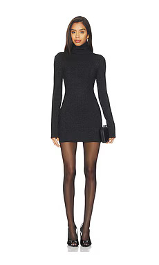 Lovers and Friends x Christina Elezaj Bessi Turtle Neck Mini Dress in Black Sparkle from Revolve.... | Revolve Clothing (Global)