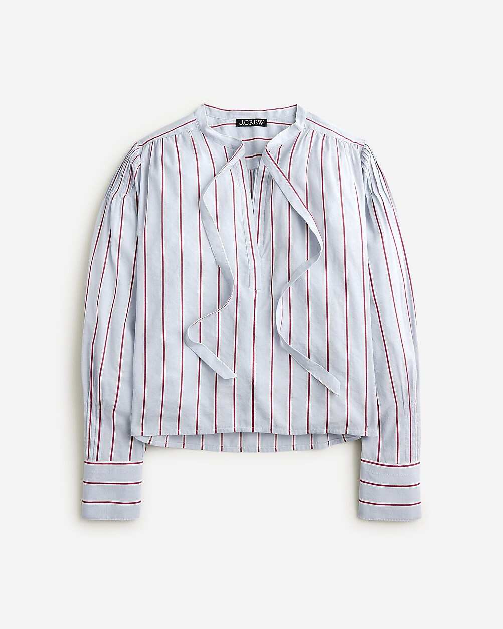 V-neck tie top in striped cotton-blend dobby | J. Crew US