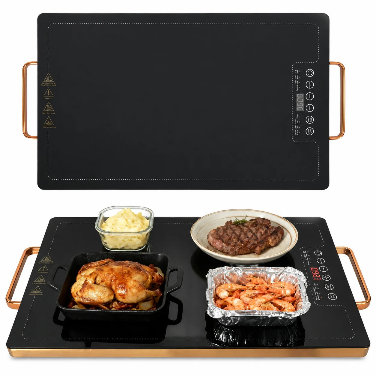 Afoxsos Electric Warming Tray 20 by 12 Inch Glass Top Full Surface Food Warmer with Adjustable Temperature and Timer for Buffet Parties and | Lowe's