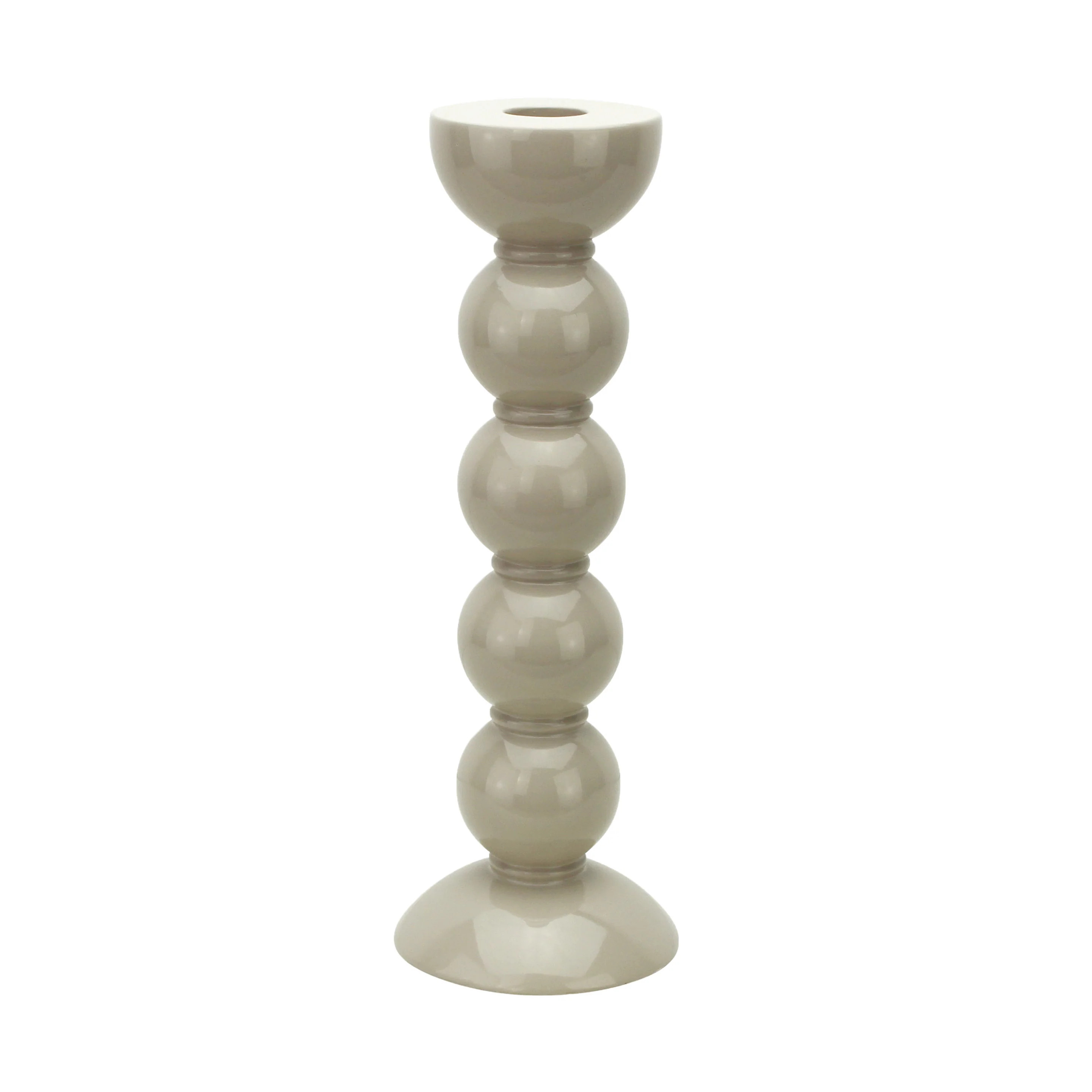 Tall Cappuccino Bobbin Candlestick - 24cm | Addison Ross UK