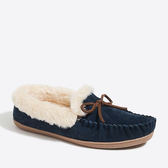 Suede shearling slippers | J.Crew Factory