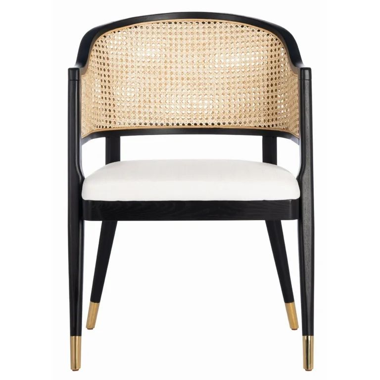 SAFAVIEH Couture Rogue Mid-Century Linen Solid Dining Chair, Black/Natural | Walmart (US)