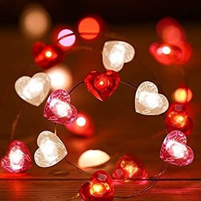 Fairy String Lights 10 Feet LED Red Pink White Heart Shaped Twinkle Fairy Lights 8 Modes Battery ... | Amazon (US)
