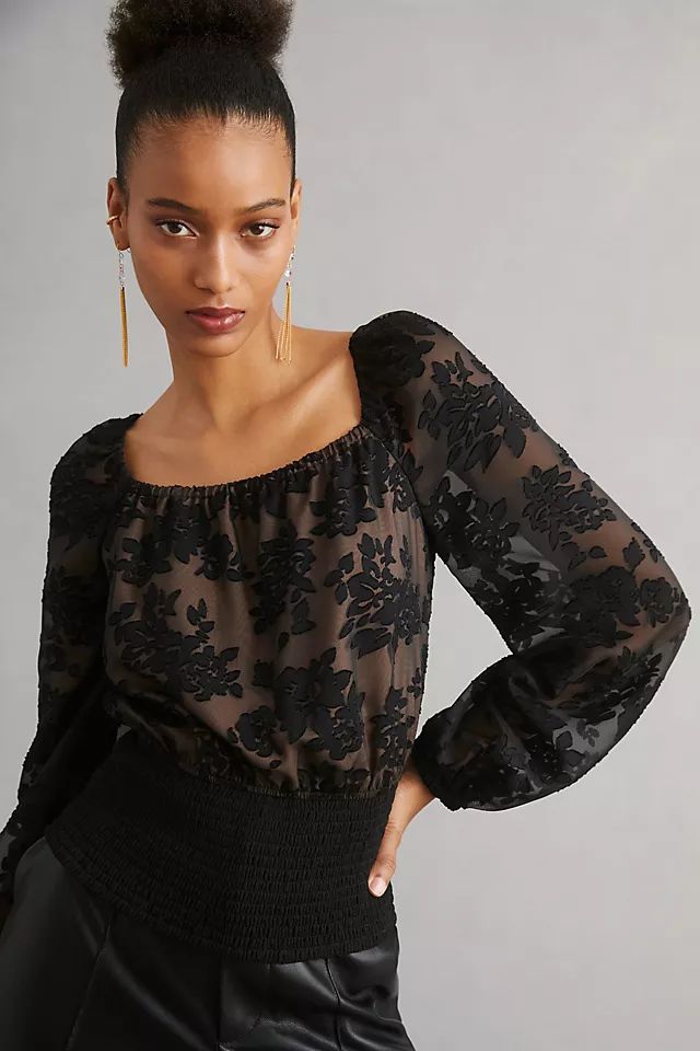 Current Air Smocked Lace Blouse | Anthropologie (US)