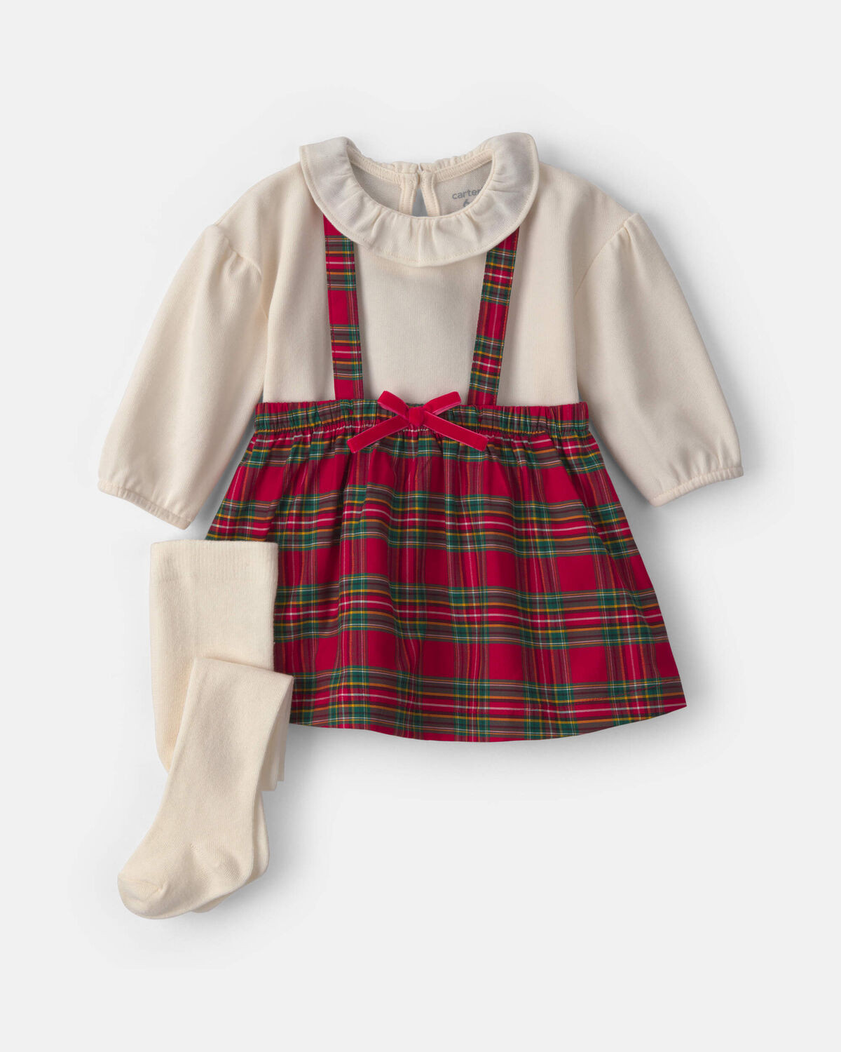 Baby Girl 3-Piece Plaid Christmas Long-Sleeve Dress Set - Red/Cream | Carter's Inc