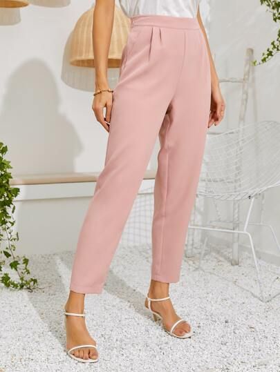 Zip Side Solid Tailored Pants | SHEIN