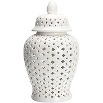 Ginger Jar Traditional Pierced Ginger Jar with Lid Ceramic Flower Vase Carved Lattice Decorative ... | Amazon (US)