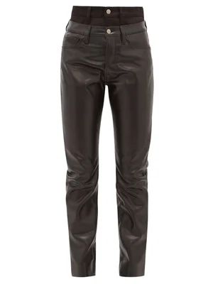 Double-waistband faux-leather trousers | Matches (US)