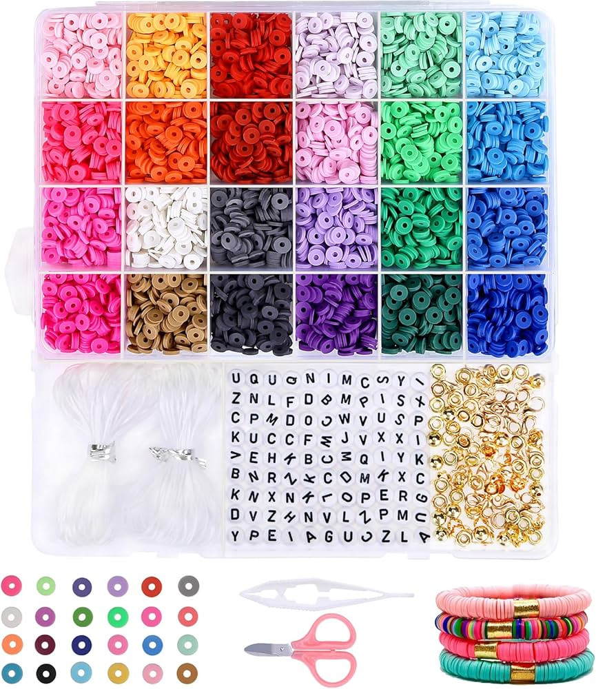 GREENTIME Clay Beads, 4500 pcs Flat Round Spacer Clay Beads Heishi Beads for Bracelets Making Kit... | Amazon (US)
