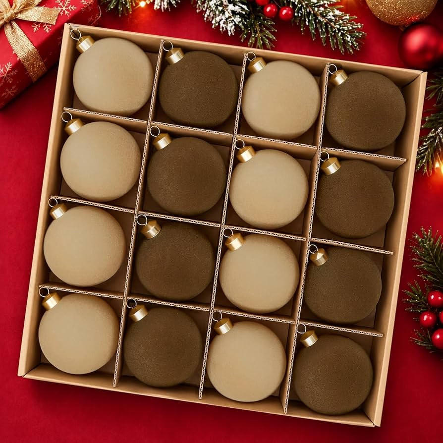16 Pcs Velvet Christmas Ornaments Set, 3.15" Christmas Tree Ornaments | Amazon (US)