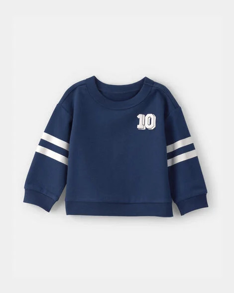 Baby Boy Varsity French Terry Pullover Sweatshirt - Navy Blue | Carter's | Carter's Inc