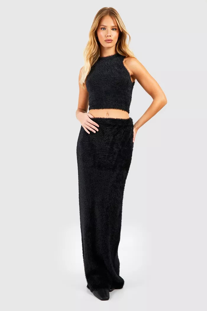 Fluffy Knit Maxi Skirt | Boohoo.com (UK & IE)