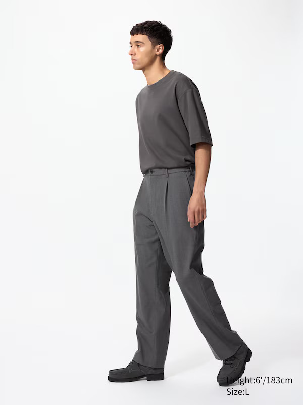 Pleated Wide Trousers | UNIQLO (UK)