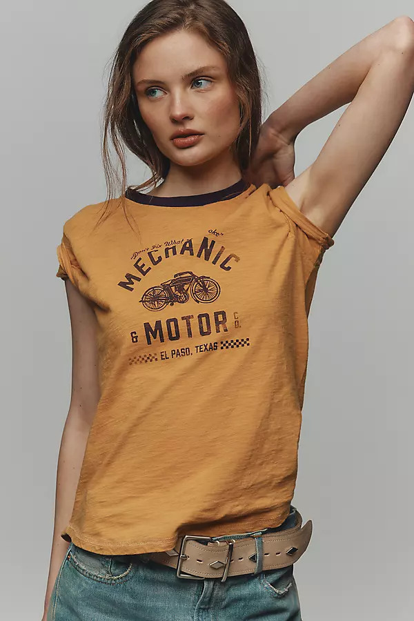 The Bennie Cotton Slub Crew-Neck Slim Tee by Pilcro | Anthropologie (US)