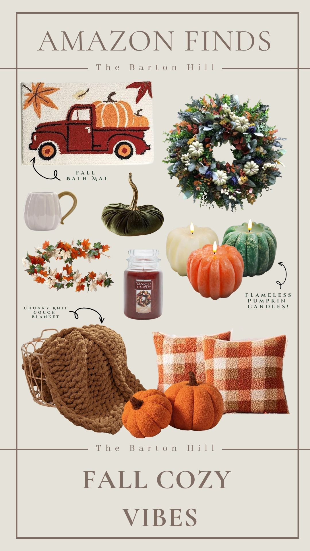 Fall cozy vibes unlocked 🍂 These Amazon finds are the kind of little upgrades that make your home feel warm and inviting. Linked everything so you can grab the pumpkins, pillows, and even that chunky knit blanket, just tap to shop and bring the cozy home.

#AmazonFinds #FallDecor #FallVibes #FallHomeDecor #AmazonHome #AmazonMustHaves #FallStyle #CozyHome

#LTKcanada #LTKgiftguide #LTKstyletip
